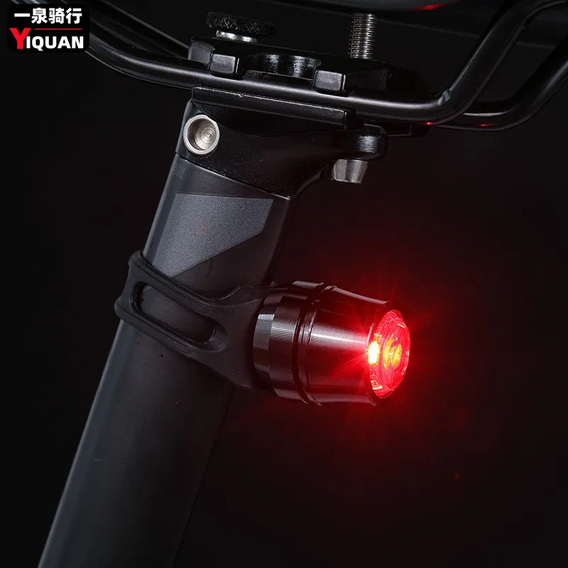 1PCS Mountain Bike USB Charging Gemstone Taillights, Bike Night Riding High Brightness Aluminum Alloy Taillights