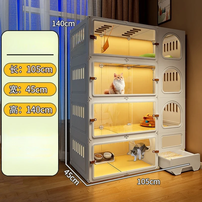 

Cat Villa with Toilet Drawer Integrated Dog Cage Indoor Extra Large Space Home Cat Bed and Litter Box Pet Cats Cabinet Dog Nest