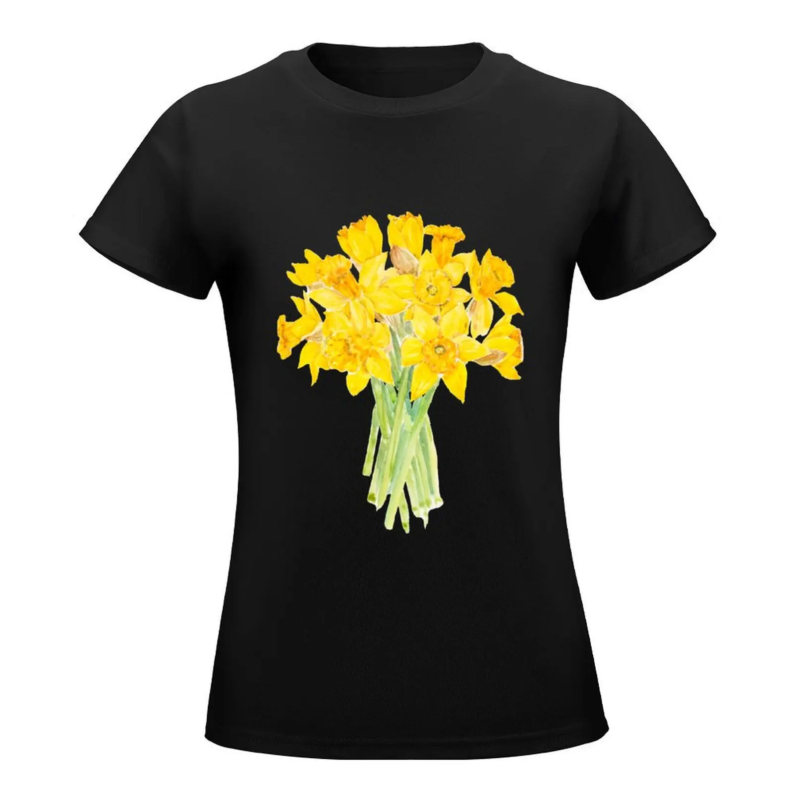 yellow daffodils bouquet watercolor T-Shirt hippie clothes kawaii clothes workout t shirts for Women