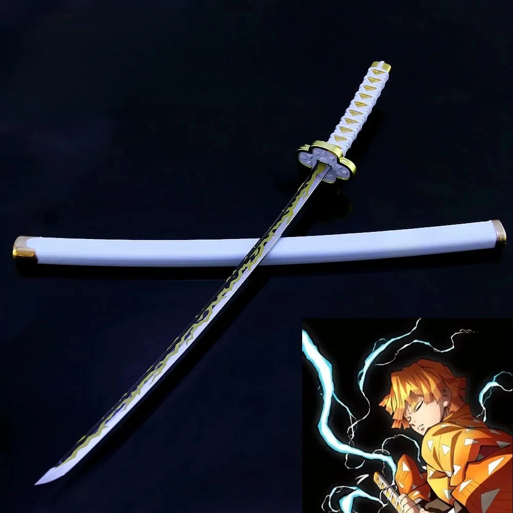 New Demon Slayer Sword  Agatsuma Zenitsu Nichirin Blade  Knife Katana Exquisite, Compact and Bright Peripherals Gifts Toys Kids