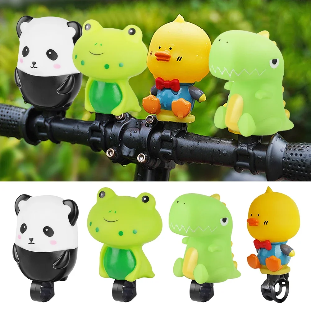 Cute Creative Bike Bell Silicone Air Squeeze Horns Cartoon Dinosaurs Air Horn Cycling Scooter Handlebar Bell Super Loud Kid Gift