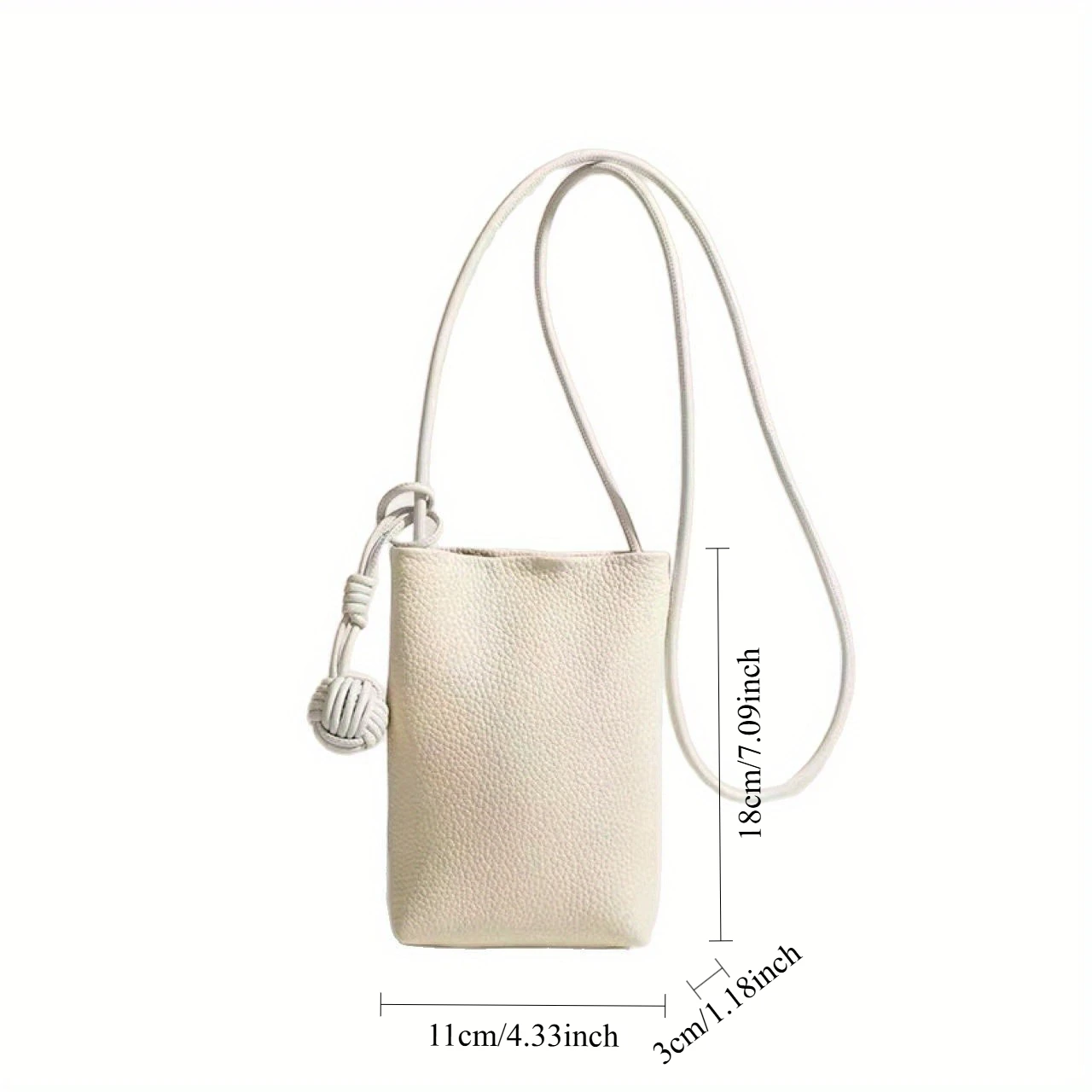 Genuine leather minimalist phone bag for women, crossbody woven ball vertical design, top layer cowhide mini sports bag