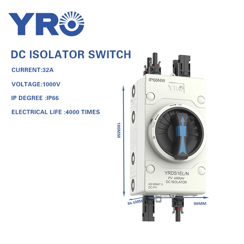 DC Isolation Switch 4P 1000V 32A Outdoor PV Solar Switch Photovoltaic Waterproof IP66