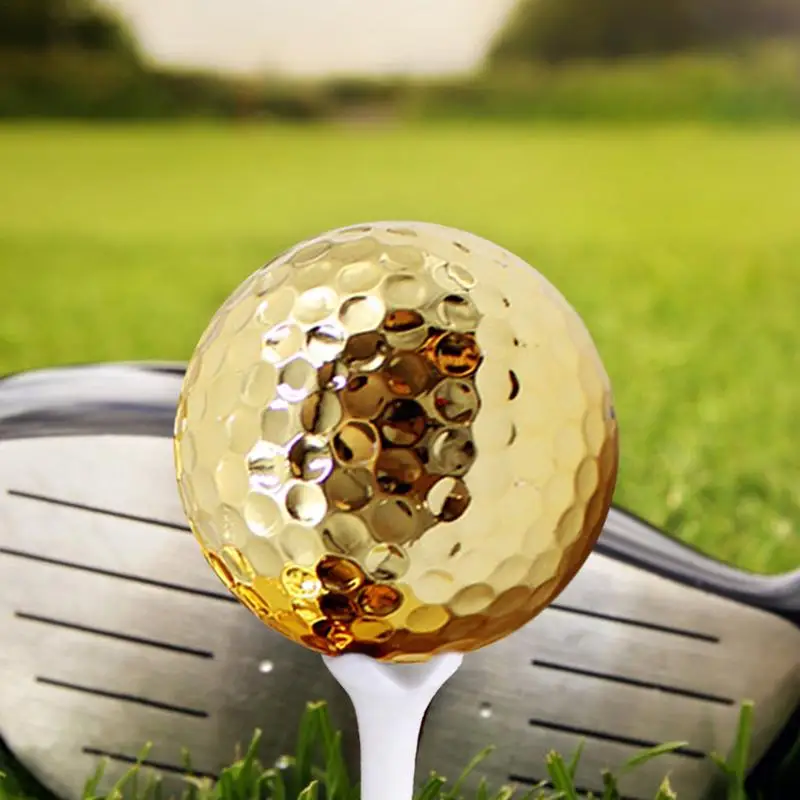 Novelty Golf Ball Golf Ball Accessory Portable Double Layer Golden Golf Ball 6PCS/Set Portable Golden Golf Ball Golf Accessories