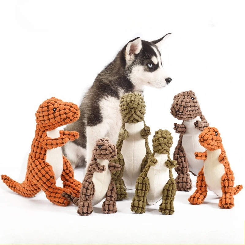 Soft Plush Dinosaur Chew Toy for Dogs Teething Puppy Bite Proof Interactive Pet Plaything