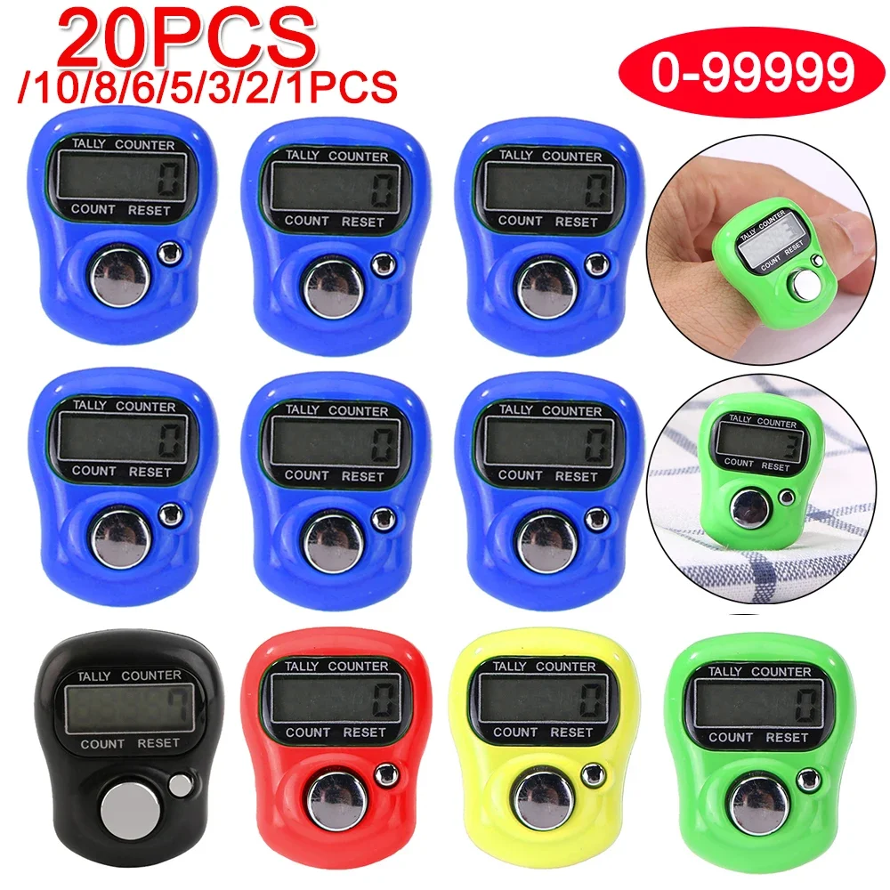 1-20PCS Elektronische Digitale Vinger Ring Telapparaat LCD Handheld Ring Click Lap Counter Event Clicker Telapparaat vinger Tellers