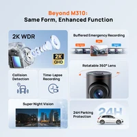 70mai M310 Plus 2K 1440P Dash Cam 143°FOV f/1.55 Large Aperture Smart Voice Control 24H Parking Guard Night Vision Car Camera 6