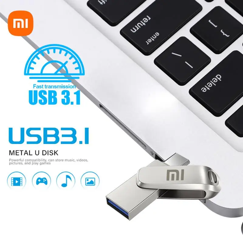 Xiaomi-Pendrive OTG tipo C para teléfono inteligente y PC, Mini memoria Usb de Metal de 512GB, 128GB, 3,0 GB, 1TB, 2TB