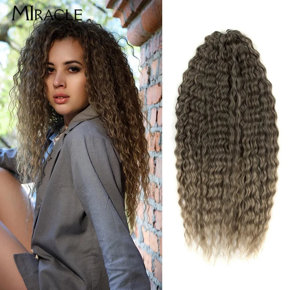 MIRACLE Synthetic 22Inch Braiding Hair Fiber Crochet For Woman Ombre High Temperature Extensions Cosplay Blonde