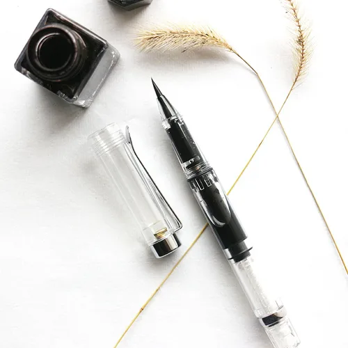 Imagen 2 del producto Pincel caligráfico transparente portátil, pelo de comadreja, punta suave, pincel de acuarela, fuente de tinta recargable, bolígrafos de dibujo artístico