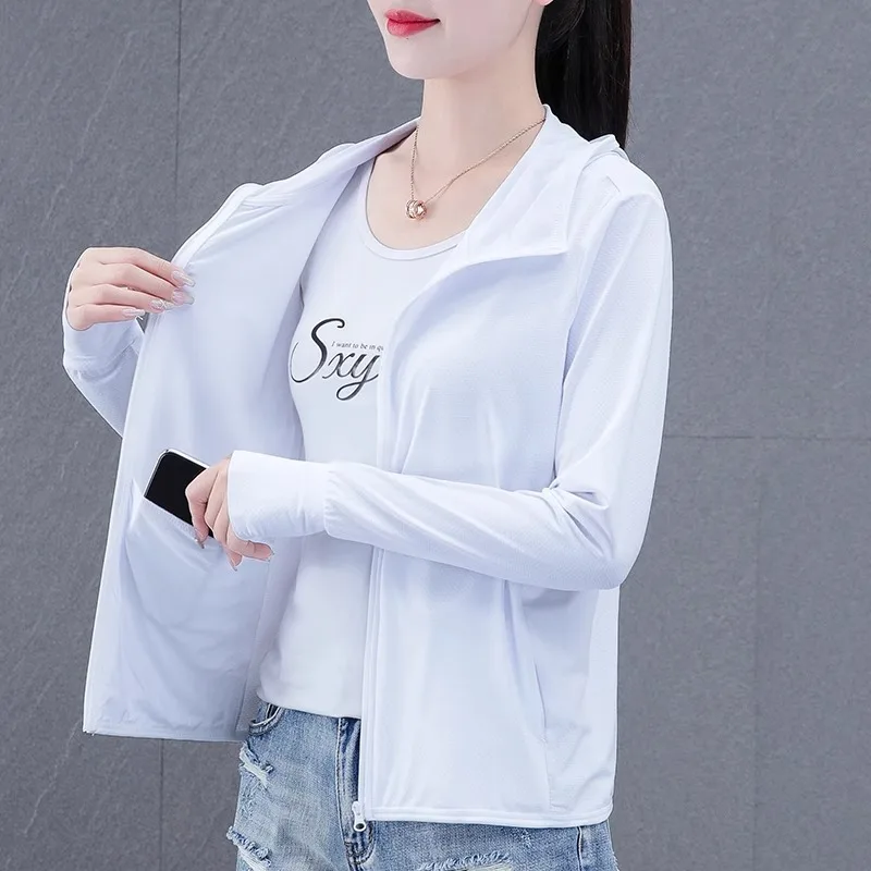 Women's Ice Silk Sunscreen Clothes 2026 New Summer UV Protection Sunscreen Clothes Quick-drying Breathable Thin Cardigan Jacket