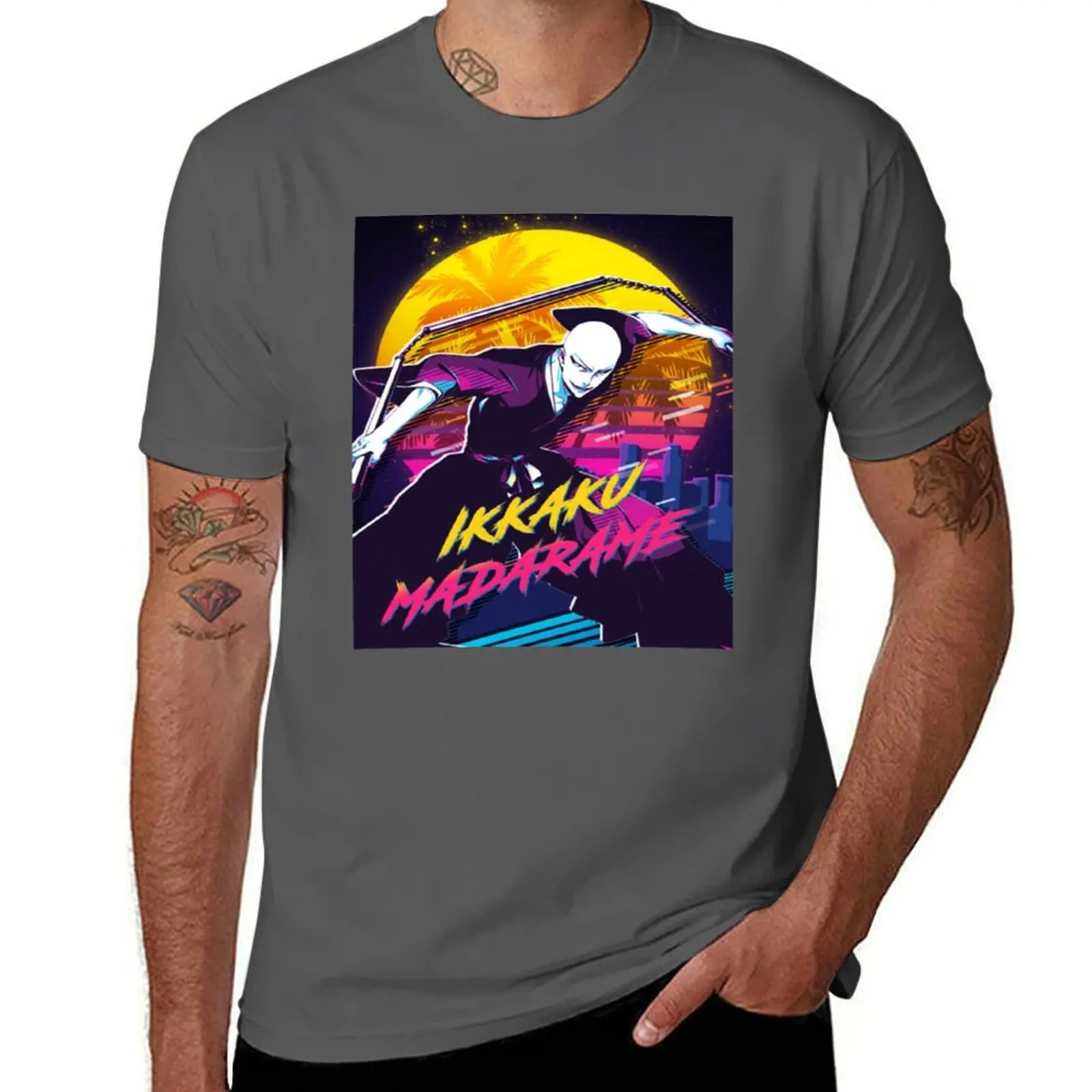 

Bleach Ikkaku Madarame Bleach Anime 80s Vaporwave T-Shirt Breathable Lightweight Summer Top