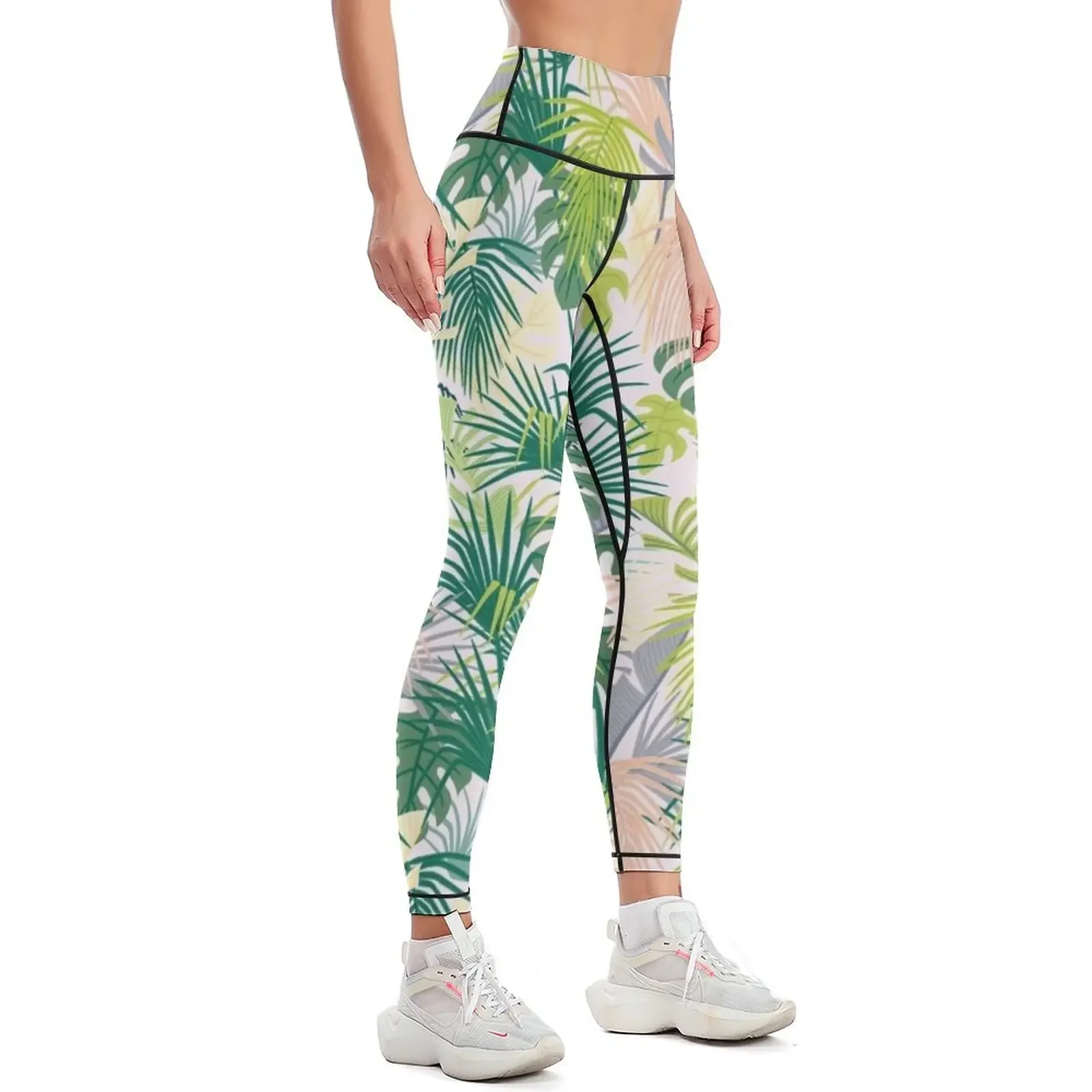 pink jungle pattern Leggings gym wear Women's fitness jogging pants flared Womens Leggings