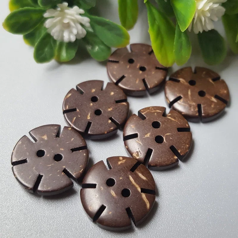 

20PC Coconut Shell Natural Wooden Car Gear 2-holes Flatback Buttons Brown Sewing Supply Crafts DIY Sweater Scrapbook Accessory