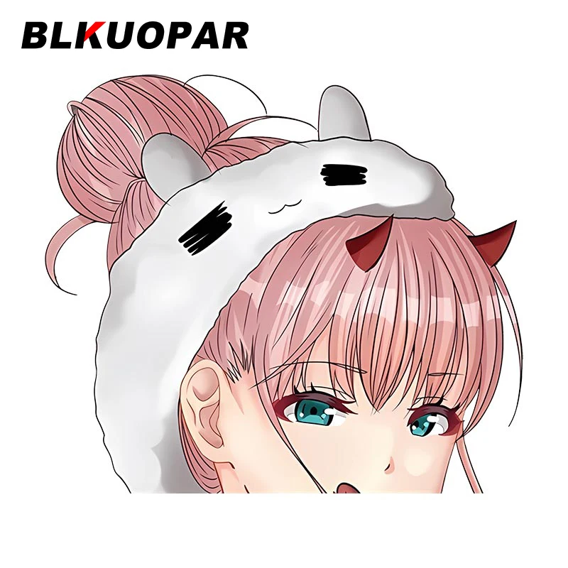 BLKUOPAR 13cm DARLING In The FRANXX Zero Two Anime Slap Car Stickers Strelizia HIRO ICHIGO Delphinium Argentea ZOROME Decoration