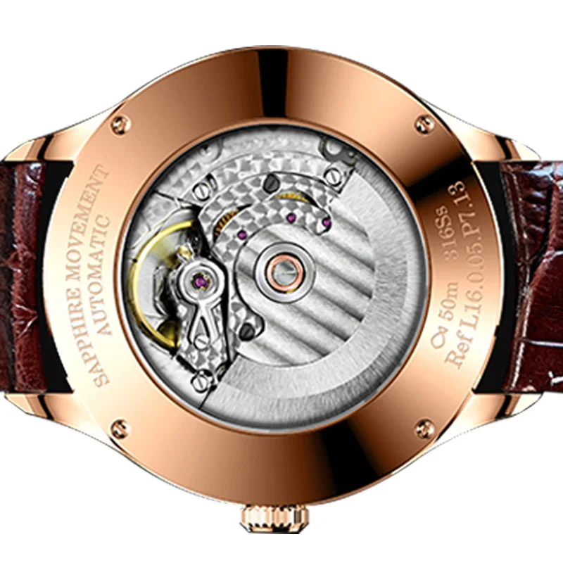 LOBINNI 16005 Luxus Herren Mechanische Uhr 42 MM Seagull ST2130 Uhrwerk Saphirglas 50 M Wasserdicht Datum Leder Armbanduhr