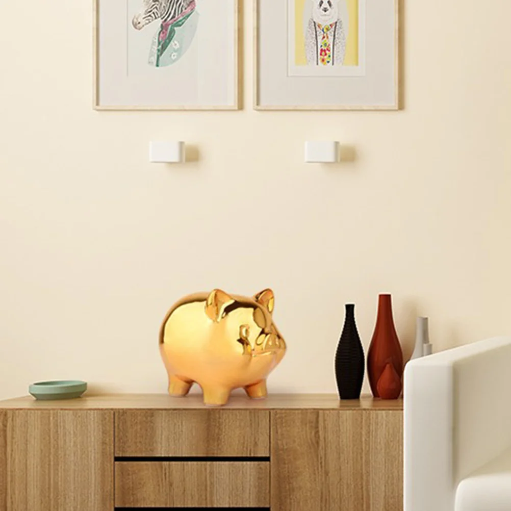 

Medium Ceramic Piggy Bank Cute Piggy Design Coin Saving Box Compact Desktop Money Pot Home Decoration Money Saving Box