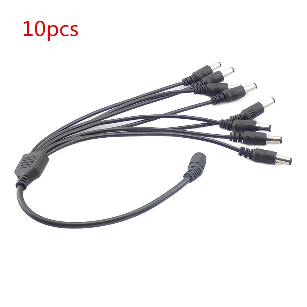 10pcs 1 Female to 8 Male Splitter Cable Plug adapter connector wire 12V DC Power Supply Adapter for Camera led strip light L19