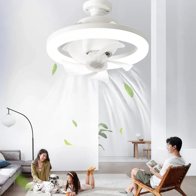 Imagem -02 - Led Teto Fan Luz 360 ° Rotação Lâmpadas Home Sala de Estar Sala de Jantar Quarto Engrenagem Velocidade do Vento Periódica Iluminação Decorativa