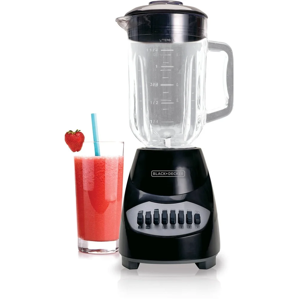 10-Speed Countertop Blender 6-Cup Glass Jar Dishwasher-Safe Stainless Steel Blade Suction Feet Perfect Smoothies Soups Juices