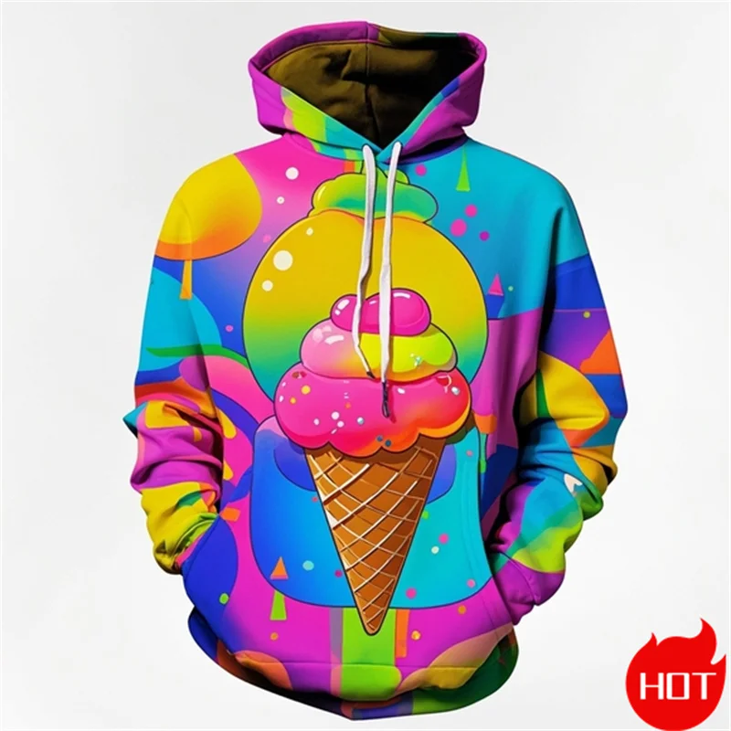 Autumn Fashion 3d Sweet Ice Cream Print Hoodies For Men Fashion New In Hoodies & Sweatshirts Mens Clothing Pullover Hooded Hoody