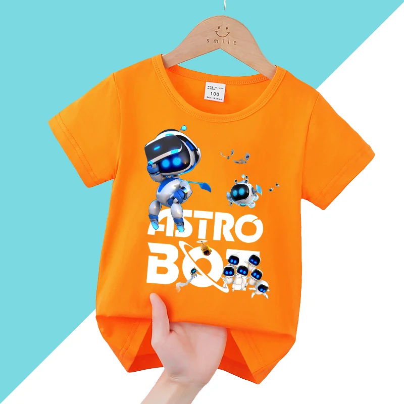 Game Astro Bot T-shirt Kids Short Sleeve Shirts Boys Girls Clothes Fashion Hip Hop Children Clothing Cute Tops Anime Print Tops