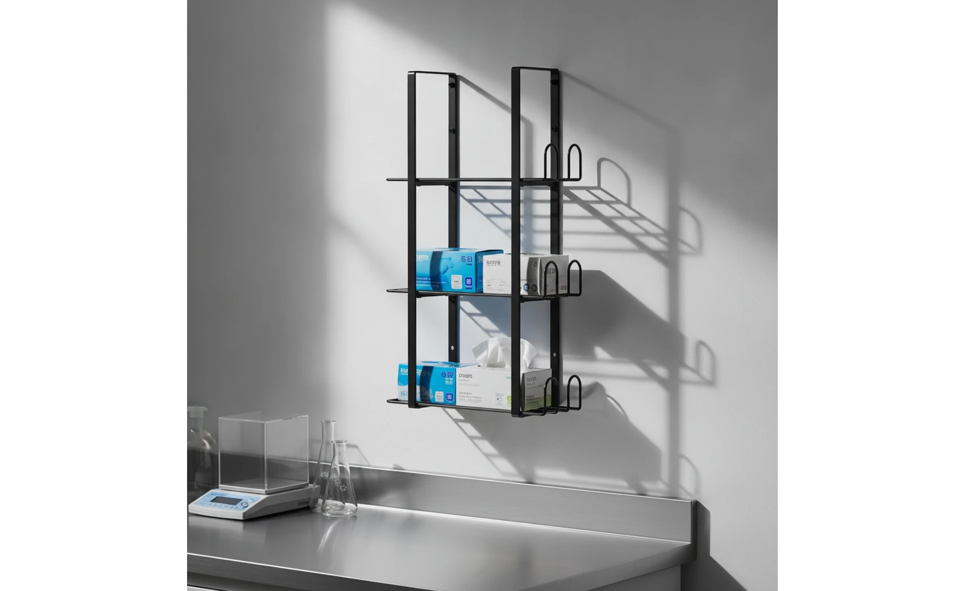 Wall-Mounted Storage Rack Space-Saving Three-Tier Storage Rack Wall-Mounted Organizer Narrow Slim for Labs, Kitchens
