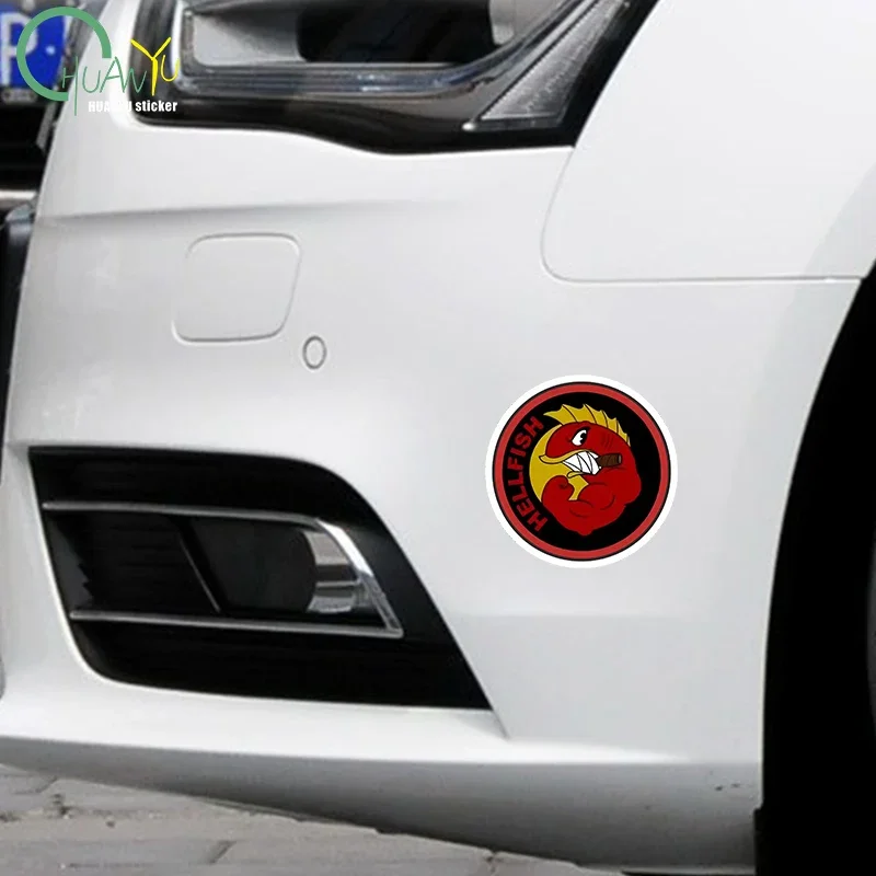 1Pc Flying Hellfish Car Sticker, Funny Cartoon Anime Vinyl Decal Cute Decor for Window Laptop Home Living Room Kids Room