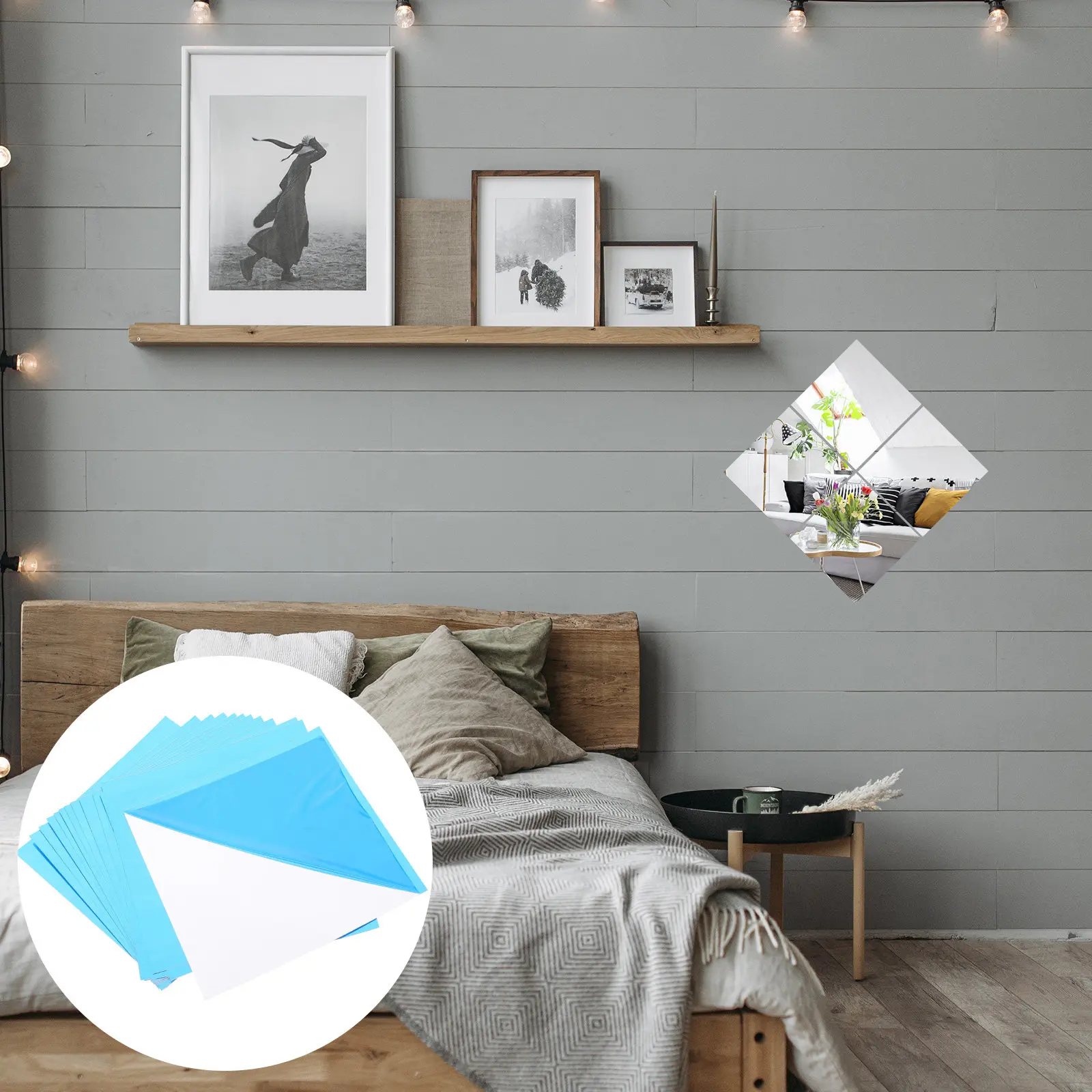 32Pcs Mirror Wall Decor Stickers DIY Modern Artistic Design Pet Material Self-Adhesive for Home Shop Decoration Wall Tile Door
