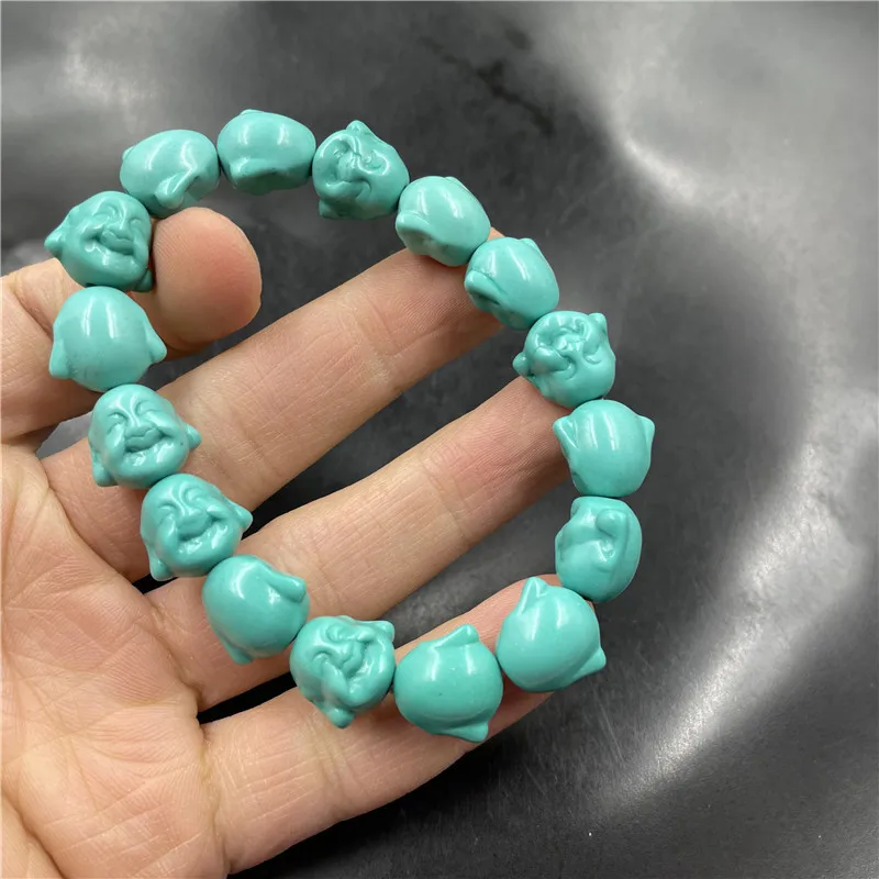 Optimized Imitation Turquoise Maitreya Women, Laughing Buddha Bracelet, Vintage Ethnic Style