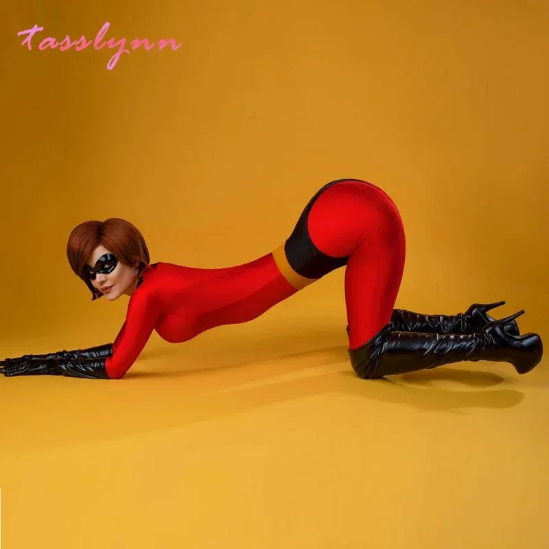 DY20Bear House Mr Mrs Incredibles كوسبلاي Elastigirl Hulk Spider Family بدلة أطفال للبالغين بدلة قطعة واحدة للهالوين Costu2025 PPT #4
