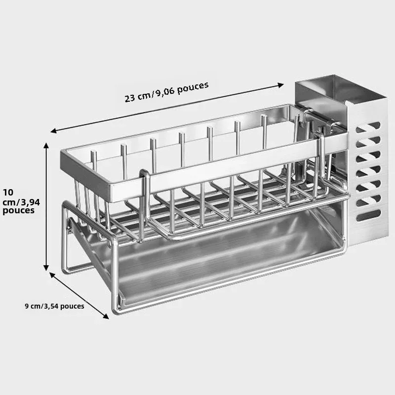 Sink Cleaning Tools Storage Rack Kitchen Multifunctional Stainless Steel Drain Rack for Sponge Cleanser Organizer Rag Hanger