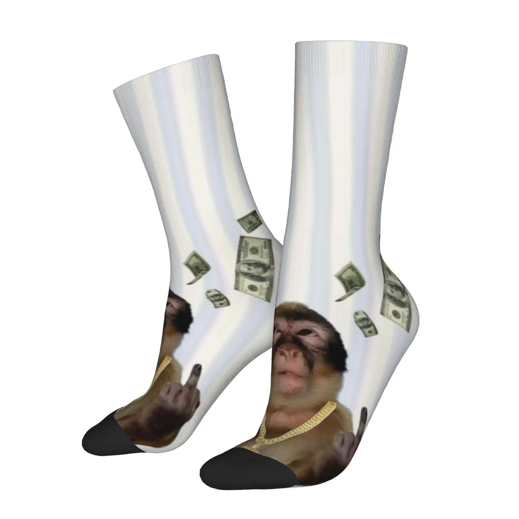 1 Pair Funny Sock  Rich Monkey Money Funny Character Hip Hop Quality Pattern Printed Men Socks Casual Men's Socks