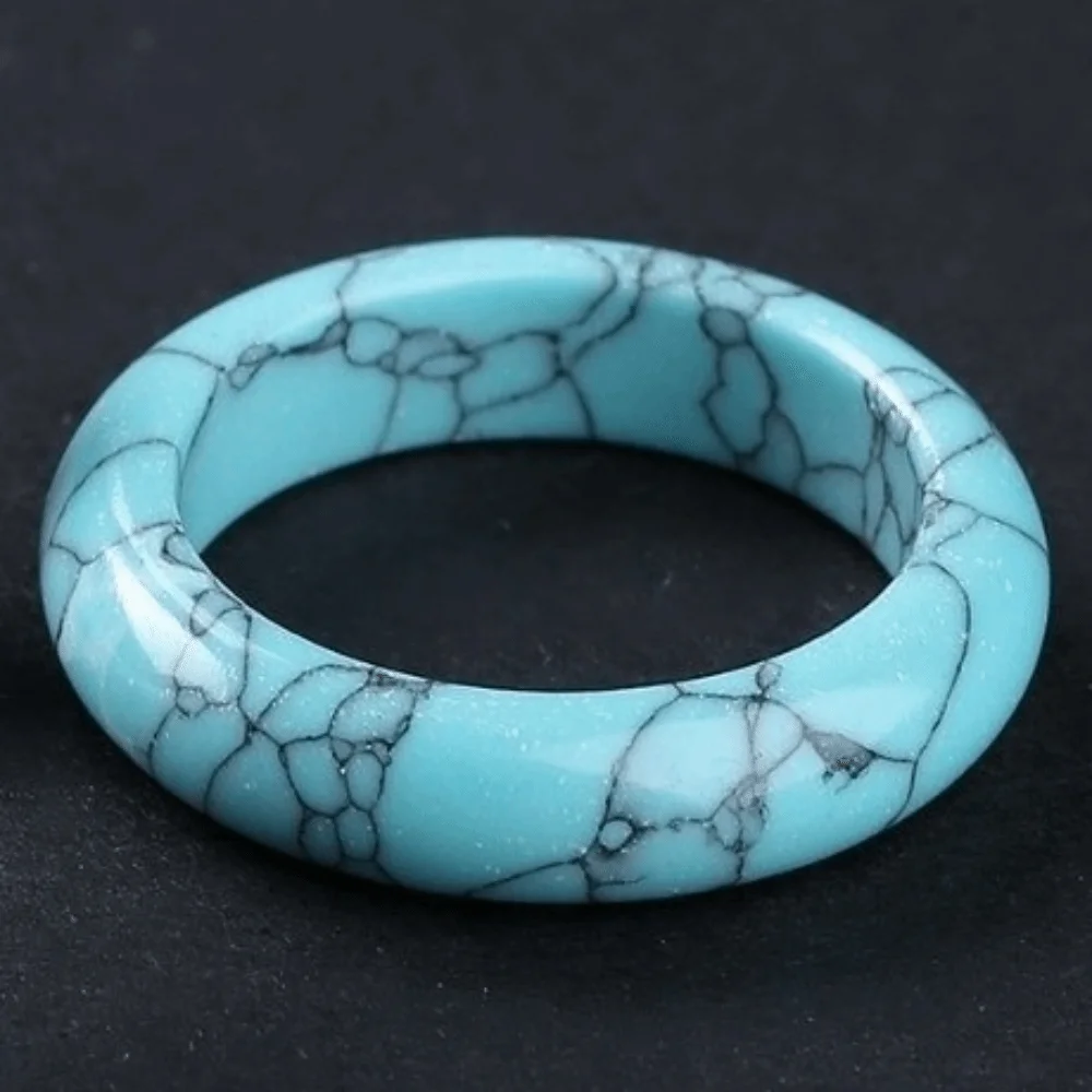 Daily Elegant Crystal Stone Band Rings Obsidian Stone Solid Design Minimalist Ring Natural Crystal All-match Jewelry Gift