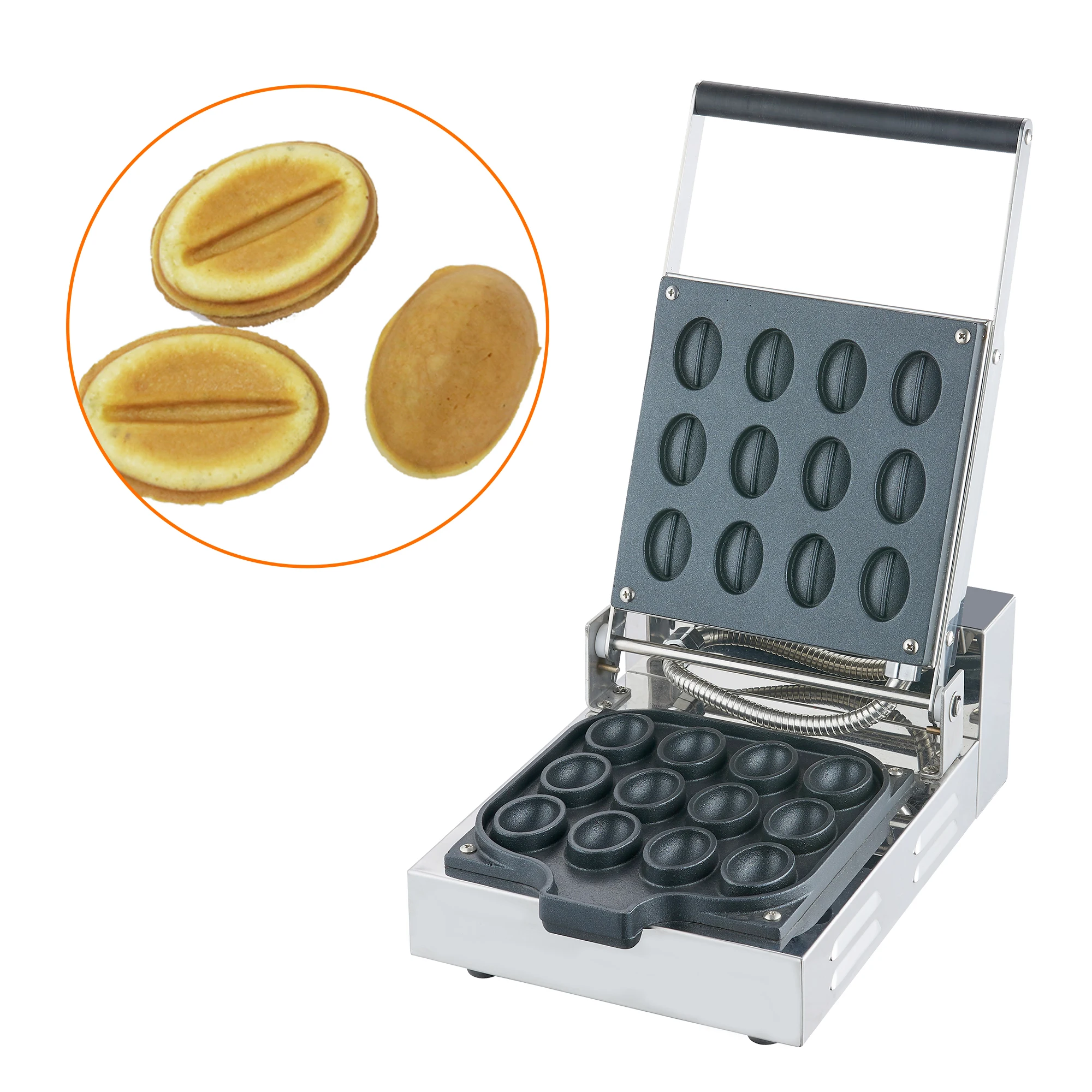 

Commercial Cheap Non Stick Snacks Mini Pancake Breakfast Making Unique Coffee Bean Shapes Waffle Machine Crepe Pancake Maker