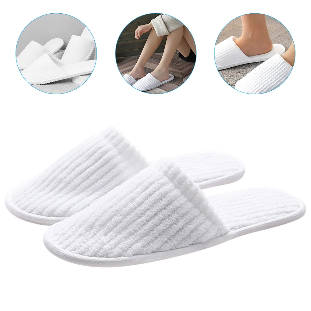 

5pcs Disposable Non-Slip Unisex Hotel Lightweight Portable For Travel Spa Salon Home Use One-Off Slippers For Guest Disposable