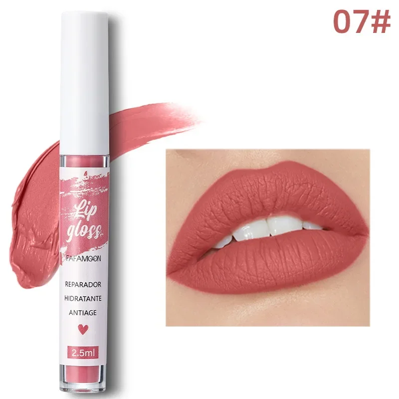 เกาหลี Matte Liquid ลิปสติก Lip Glaze Moisturizing กันน้ําทนทาน Lip Mud Non-stick Cup Rose Red Lip Gloss แต่งหน้า