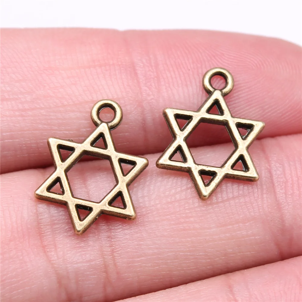 10pcs 17x13mm 2 Colors Antique Silver Color Antique Bronze Color Hexagram Star Of David Charms Jewelry Making Accessories