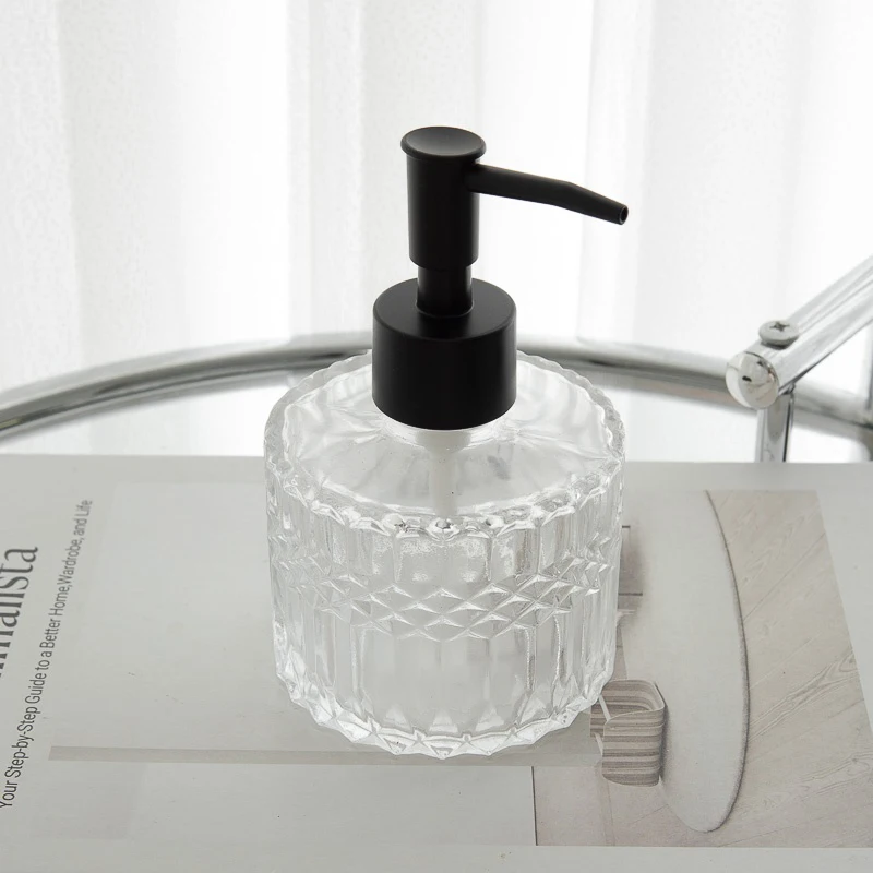 زجاجة موزعة بالضغط 200 مل، زجاجة معقم لليدين زجاجية، زجاجة شامبو للحمام، غسيل الجسم، زجاجة سائل فارغة