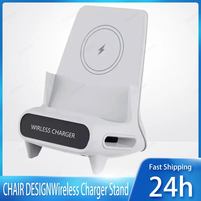 Desktop Wireless Charger With Speaker Phone Holder Stand For iPhone 17 16  Pro Max Samsung S25 S24 Xiaomi Smart Charging Station