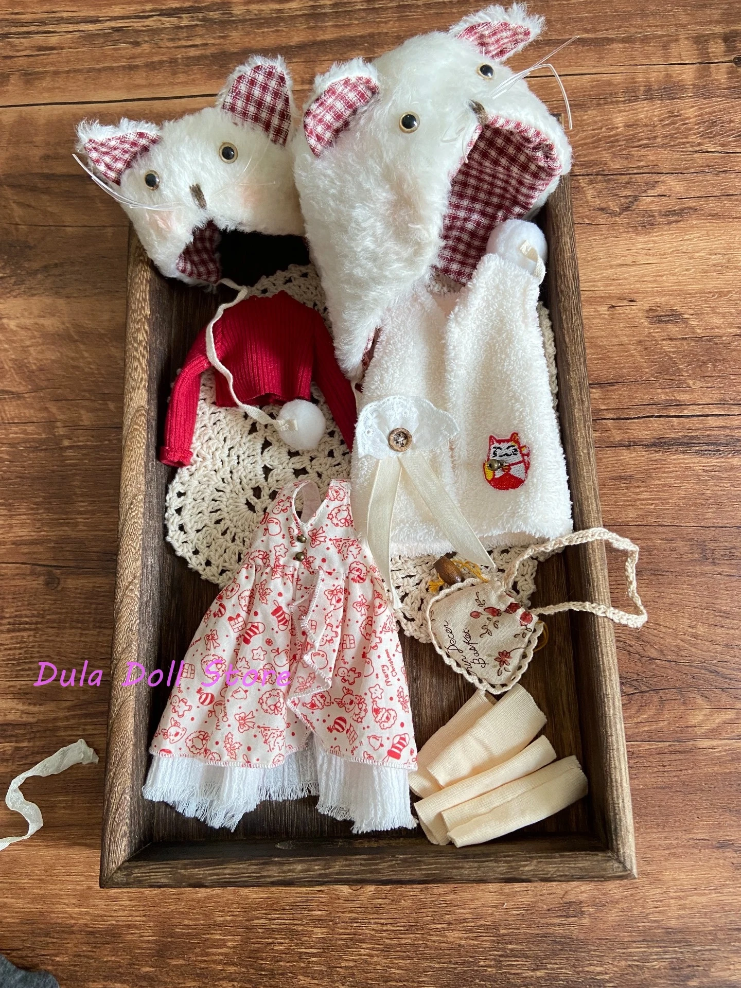 Dula Doll Clothes Dress Cat Lucky Vest and Hat Set for Blythe ob24 ob22 Azone Licca ICY JerryB 1/6  Doll