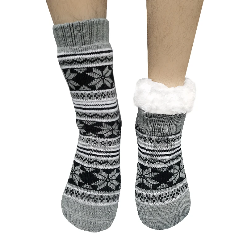 Winter Fleece-Lined Men's Sleeping Socks Adult Home Woolen Yarn Socks Room Socks Warm Whole Double Thick Double Layer Non-Slip