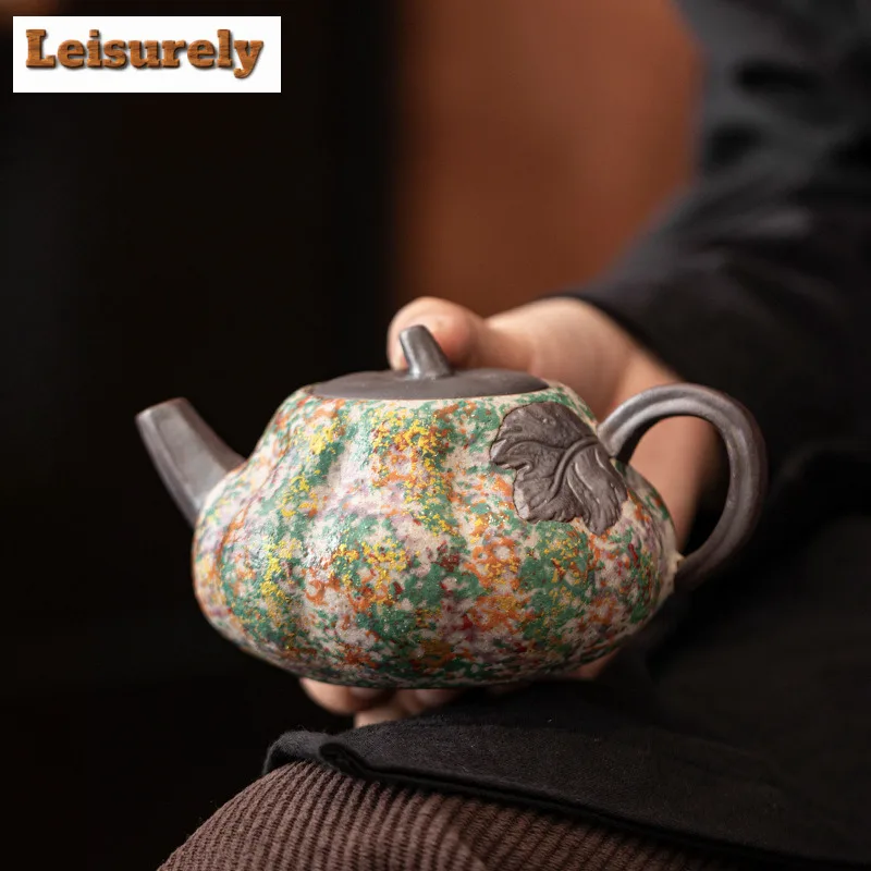 

280 мл каменная живопись время тыква чайник ручной работы чайник чайник чайник с шариковым отверстием для чайных аксессуаров украшения