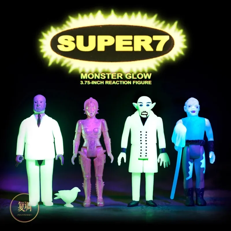 In Stock Super7 Monster Glow-in-the-dark Vintage Hanging Card Hitchcock Metropolis Model Collect Boy Toys Figure