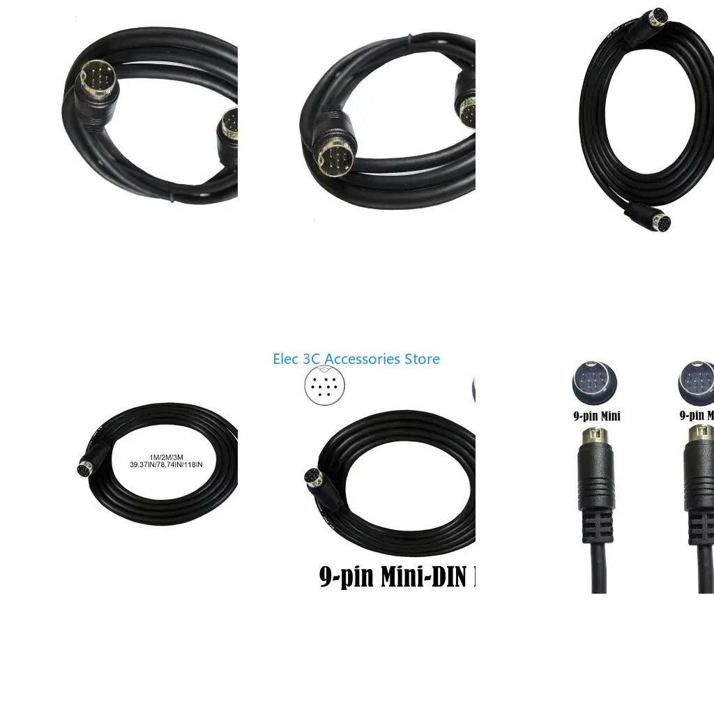Y51A 1m 2m 9Pin DIN Male Plugs to 9Pin DIN Male Extension Adapter Cable Leads for Home Entertainment System
