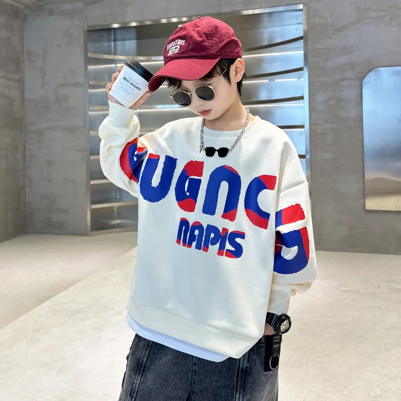 Boys Loose Pullover Hoodie Clothes for Teens Fashion Boys Sweatshirts Autumn Casual Streetwear Cool Tops 6 8 10 12 14 Years Old