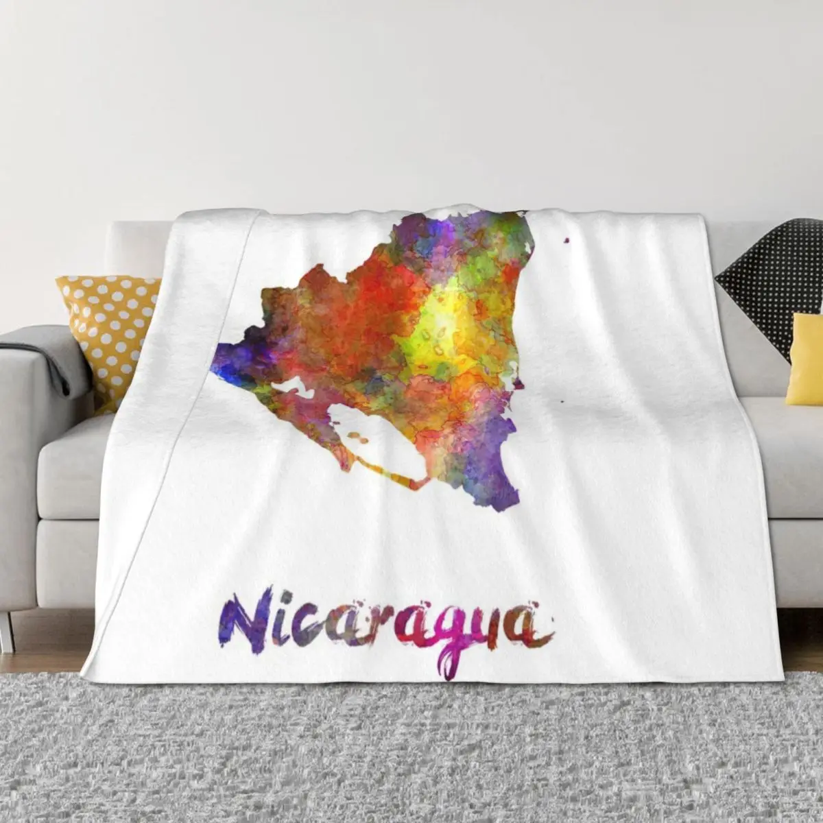 

Nicaragua in watercolor Throw Blanket Single funny gift Designers Blankets