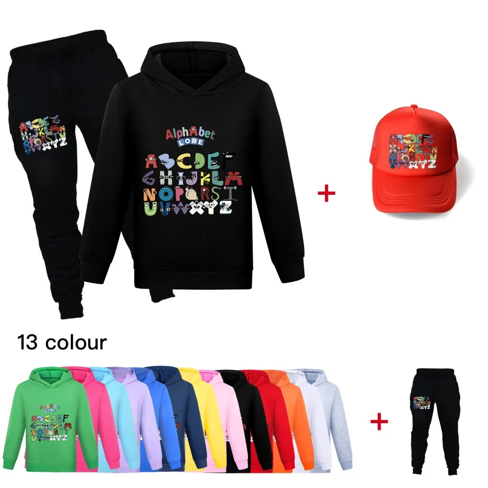 

Alphabet Lore Children's Boys Hoodies Sweatshirt + Pants+hats 3Pcs/Set Fashion Girls Kids Puzzle Game Spring Autumn Tracksuits