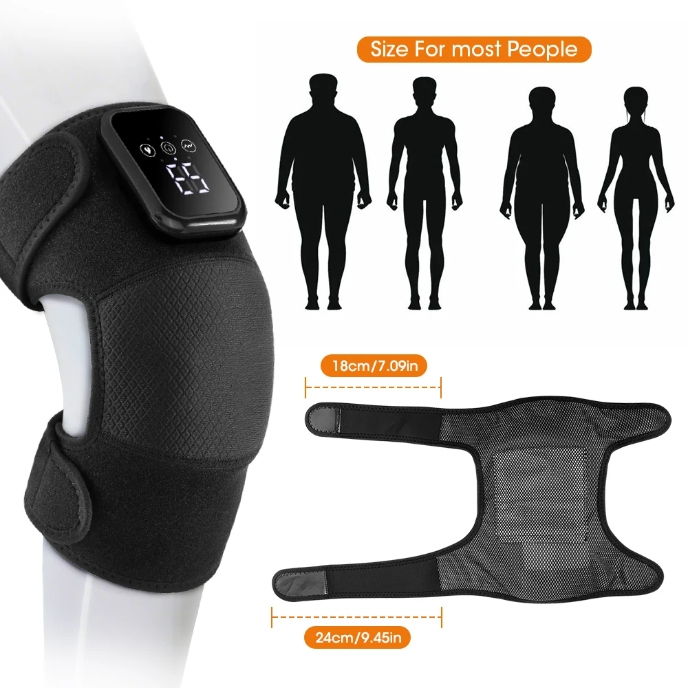 Smart Heating Knee Massage Pad 3 Level Hot Compress Thermal Leg Joint Protect Support Brace Muscle Relaxation Blood Circulation Rechargeable Vibration Knee Massager Portable