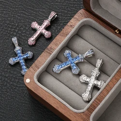 Cross Pendant Connectors Colorful Rhinestone Alloy Pendant Charm Handmade Earrings Connectors DIY Jewelry Making Findings